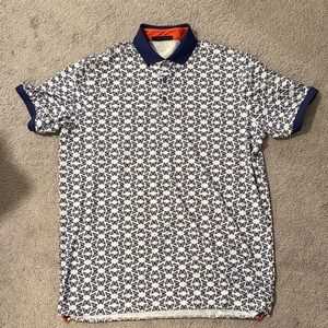Greyson Navy and White Geometric Polo Shirt